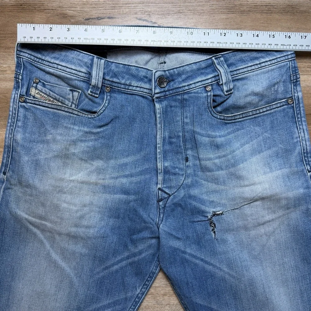 Diesel Heeven Jeans Men‎ 32x32 Blue Straight Leg Stretch Made in Italy Y2K 0R8WD